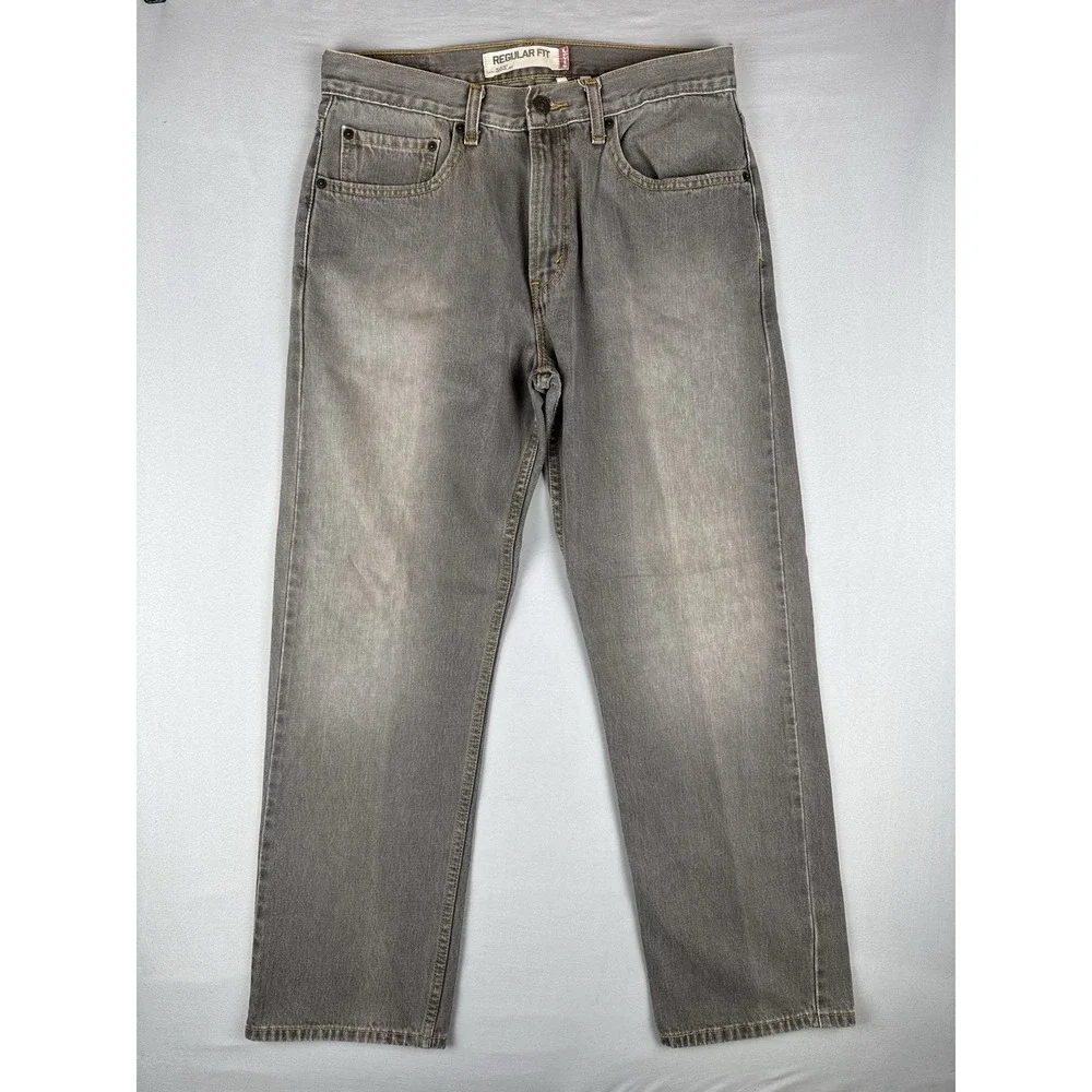 Levi's 505 Regular Fit Jeans Gray Wash Straight Leg Denim 33x30